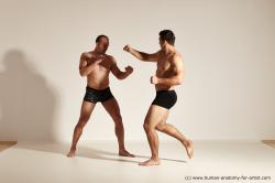 Underwear Fighting Man - Man White Moving poses Average Short Brown Dynamic poses Academic